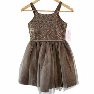 Fancy Dress Sequin Bodice Full Tulle Skirt Bronze Gold NEW Girls Size 10
